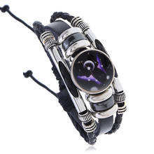NIUYITID Horoscope Zodiac Bracelet For Women Men Multilayer Leather Bracelet 12 Constellation Jewelry Accessories 2024 - buy cheap