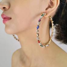 MANILAI Luxury Wedding Big Crystal Hoop Earrings For Women Rhinestones Statement Earrings Gems Hoops Brincos Weddings Jewelry 2024 - buy cheap