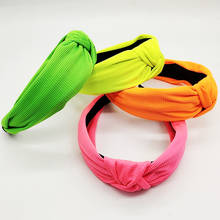 HotSale Fashion Neon Fabric Hair Hoop For Women Solid Color Sweet Knot Headbands Hair Accessories Hair Band 2024 - buy cheap