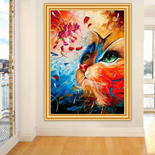 5D Diamond Painting Color Animal Cat Cross stitch Full Square Diamond Embroidery Mosaic Art Picture of Rhinestones Decor Gift 2024 - buy cheap