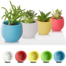 Mini maceta redonda de plástico para plantas, maceta de flores para jardín, decoración para el hogar y la Oficina, creativa, respetuosa con el medio ambiente, colorida, novedad de 2021 2024 - compra barato