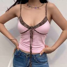 Pink Patchwork Leopard Pint Y2K Crop Top Women V Neck Sexy Casual Tops Femme Harajuku Summer Tees 2024 - buy cheap