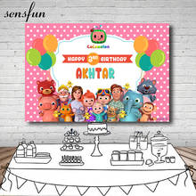 Sensfun Pink Theme Cocomelon Photography Backgrounds Balloons Kids Happy Birthday Party Backdrops Photo Studio Custom Poster 2024 - buy cheap