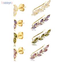 Lozoya 925 Sterling Silver Gold Irregular Rhodolite Line Leaves Climber Stud Earrings Piercing Pendientes Luxury Rock Punk 2024 - buy cheap