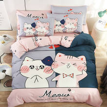 100% cotton Bedding Sets 3/4pcs cat Pattern Bed Linen Duvet Cover twin queen size Bed Sheet/fitted sheet  Pillowcases Cover Set 2024 - buy cheap