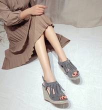 Sweet-Sandalias de tacón alto para mujer, zapatos impermeables con plataforma y borlas, Boca de pescado, para verano, 2021 2024 - compra barato