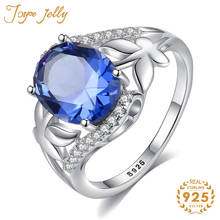 Joycejelly na moda anel para mulheres jóias de casamento 925 prata esterlina oval safira pedra preciosa jóias de noivado fino por atacado 2024 - compre barato