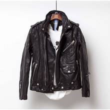 Женская мотоциклетная куртка из 100% дубленой овчины, 9 цветов, кожаная куртка на молнии с длинными рукавами и карманами, классический дизайн, модная куртка 2024 - купить недорого