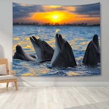 Landscape Tapestry Wall Hanging Moon Night Dolphin Tapestry Wall Art for Bedroom College Dorm Room Decor 2024 - buy cheap