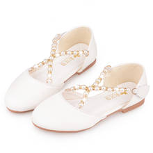 Crianças meninas sapatos crianças apartamentos princesa com pérola macio glitter couro festa de casamento das crianças sapatos vestido sandália 2024 - compre barato
