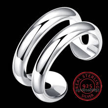 Изящное кольцо из стерлингового серебра 925 пробы с двойными линиями, винтажное модное серебряное обручальное ювелирное изделие 2024 - купить недорого