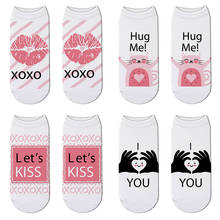 New Fashion Men Women Pink Short Socks Funny Lips Print Cute Cartoon Kitten Socks Japanese Kawaii Unisex Low Ankle Cotton Socks 2024 - buy cheap