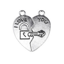 Colgante de aleación de Zinc en forma de corazón para collar, pulsera, accesorios para hacer joyas, regalos de amigos, 20 Uds./10 pares 2024 - compra barato