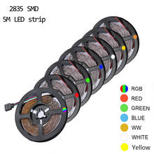 Tira de luces Led RGB 2835, cinta luminosa Flexible de diodo, DC12V, NO impermeable, 1-5 M, 60LED/M 2024 - compra barato