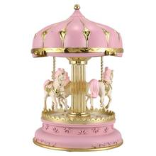 ABSS-LED Music Box Carousel Round Music Boxes Decor Glowing Carousel Horse Music Box Christmas Wedding Birthday Gift 2024 - buy cheap