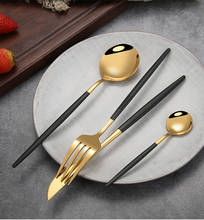 24Pcs 18/10 Stainless Steel Dinnerware Set Black Gold Cutlery Spoon Fork Knife Western Cutleri For Kitchen Dinner Flatware Set 2024 - buy cheap