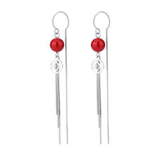 Hypoallergenic Ear Line Red Agate Women 's Long Fringe Earrings Modified Face Shape Wild Ear Jewelry S925 Sterling Silver Fine 2024 - buy cheap