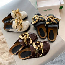 MKKHOU-Sandalias de piel auténtica para mujer, zapatos de tacón medio con cadena grande, talla 34-40, 2021 2024 - compra barato