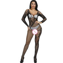 Mais tamanho bodystocking sexy aberto virilha fishnet corpo inteiro meia porno malha bodycon lingerie das mulheres para o sexo bodysuit 2024 - compre barato