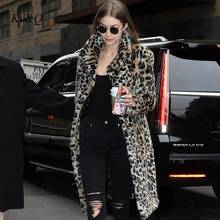 Luxury New Fashion Leopard Long Teddy Bear Plush Jackets Coats Women 2021 Winter Thick Warm Outerwear Brand Faux Fur Coat Female 2024 - buy cheap