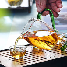 Jarra de té de vidrio resistente al calor, vaso transparente con patrón de martillo creativo, con mango colorido, vajilla de Kung Fu 2024 - compra barato