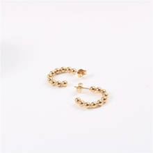 Joolim High Quality PVD Gold Finish Stainless Steel Simple Beads Hoop Earring Tarnish Free Gold Jewelry 2024 - buy cheap