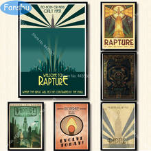 Bioshock arrebatamento cartaz de jogos de vídeo retro crianças presente pintura da lona cartazes e impressões arte da parede imagem sala estar decoração casa 2024 - compre barato