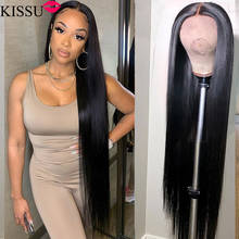 KISSU 30 36 Inch Long Bone Straight Lace Front Wig 4x4 Closure Wig Brazilian Pre Plucked Lace Front Human Hair Wigs For Women 2024 - buy cheap