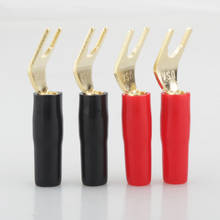 12pcs High Quality Gold Plated Spade Plug Speaker Cable Spade Connector Terminal Plug 2024 - buy cheap