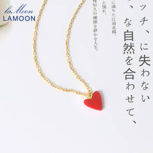 Женское Ожерелье с кулоном в виде маленького сердца, из стерлингового серебра 925 пробы, синтетический красный коралл, 14 к, позолота, LMNI105 2024 - купить недорого