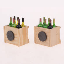 2 Sets Mini Drink Bottles & Wooden Storage Box 1/12 Dollhouse Pub Bar Decor 2024 - buy cheap