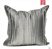 Simple modern neo-classical Chinese style model room sofa cushion cover Gray striped satin light luxury pillowcase 2024 - buy cheap