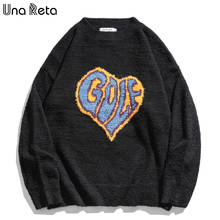 Una Reta Harajuku Men's Sweater New Winter Hip Hop O Neck Pullover Men Sweater Pull Homme Loose Print Lovely Sweater Men 2024 - buy cheap