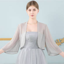 Elegant Women Evening Wraps and Shawls Half Sleeve Gray Capes Chiffon Bridal Jacket Cover Up 2024 - buy cheap