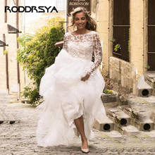 Свадебное платье RODDRSYA в стиле бохо с длинными рукавами и кружевной аппликацией, пляжные свадебные платья с открытой спиной 2024 - купить недорого