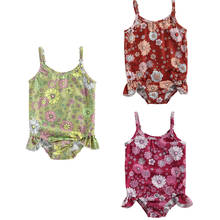 FOCUSNORM 1-6Y Summer Kids Girls Swimwear Flowers Printed Strapless Ruffles Beachwear 3 Colors 2024 - buy cheap