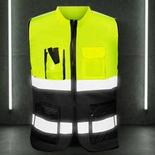 2021 New Multi-pockets High Visibility Zipper Front Safety Vest with Reflective Strips 2024 - buy cheap