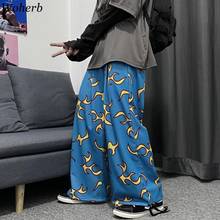 Woherb Korean Vintage Flame Print Wide Leg Pants Women Man Fashion Streetwear 2022 Harajuku Loose Pant Casual Pantalone De Mujer 2024 - buy cheap