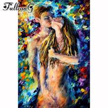 FULLCANG Sexy couple kiss abstract diy full square round drill diamond painting 5d mosaic embroidery sale home decor FC3328 2024 - buy cheap