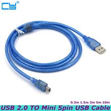 Cable de datos azul A macho A 5 P B macho para mp3, mp4, GPS, 3 M, 5M, 10M, 10 pies, 16 pies, 33 pies, de alta calidad, blindado, USB 2,0 A Mini, 5 pines, M/M 2024 - compra barato
