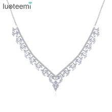 LUOTEEMI 2021 New Fashion Clear CZ Pendant Necklaces for Women Wedding Jewelry for Bridal Party Collier Femme Bijoux Lover Chain 2024 - buy cheap