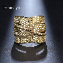 Emmaya anel de textura complexa de estilo boêmio, fashion, cor dourada, formato de zircônia, para mulheres, elegante, em festa moderna 2024 - compre barato