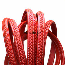 2m/lot  Approx 12*6mm Red Flat Braided Leather Bracelet Findings Leather Cord String Rope DIY Necklace Bracelet Making Jewelry 2024 - buy cheap