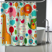 Bonito dos desenhos animados elefante arte personalizado crianças cortinas de chuveiro diy cortina do banheiro tecido lavável poliéster para banheira arte decoração 2024 - compre barato