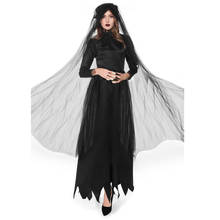 Medieval Black Bridal Veil Vampire Witch Bride Halloween Cosplay Costume For Women Party Performance Thriller Sexy Clothing 2024 - buy cheap