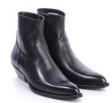 Bostimoderna chelsea botas masculinas, tornozelo de couro genuíno preto macio, sapato masculino de salto grosso, botas de cowboy, botas punk para homens, primavera 2024 - compre barato