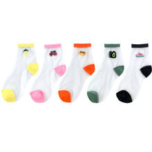 Summer Sheer Socks Harajuku New Product Crystal Silk Tide Socks Funny Fruit Flowers Happy Women Socks Casual High Quality Sox 2024 - buy cheap