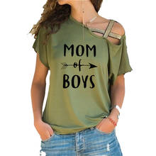 Camiseta estampa mãe de meninos, feminina, manga curta, gola redonda, camiseta solta, verão 2020 2024 - compre barato