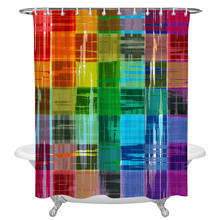 Abstract Rainbow Color Paint Plaid Shower Curtain Waterproof Polyester Fabric Bathroom Curtains with Hooks Home Bath Decor 2024 - buy cheap