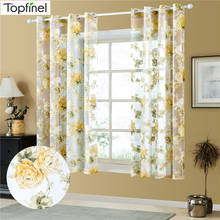 Topfinel floral short curtains tulle sheer curtains for living room kitchen window treatment curtain Drapes  blinds panel 2024 - buy cheap